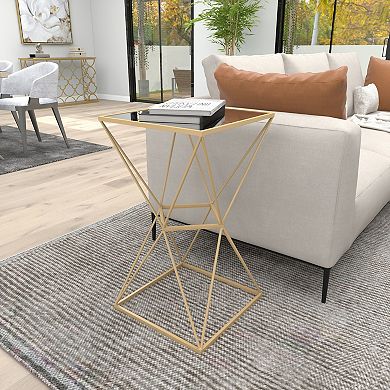 Stella & Eve Metal Accent Table with Mirrored Glass Top