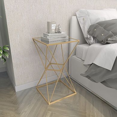 Stella & Eve Metal Accent Table with Mirrored Glass Top