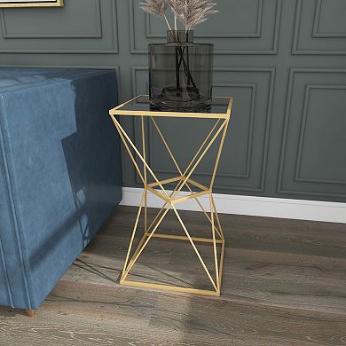 Stella & Eve Metal Accent Table with Mirrored Glass Top