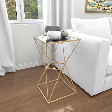 Stella & Eve Metal Accent Table with Mirrored Glass Top
