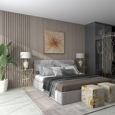 Stella & Eve Metal Accent Table with Mirrored Glass Top