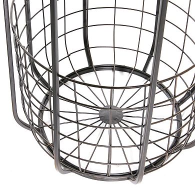 Stella & Eve Metal Wire Basket Storage Accent Table with Wood Top