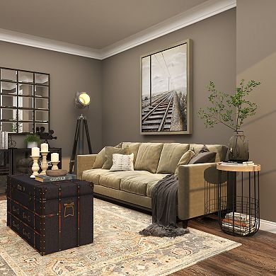 Stella & Eve Metal Wire Basket Storage Accent Table with Wood Top