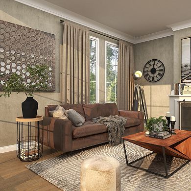 Stella & Eve Metal Wire Basket Storage Accent Table with Wood Top