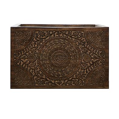 Stella & Eve Mango Wood Handmade Intricately Carved Accent Table