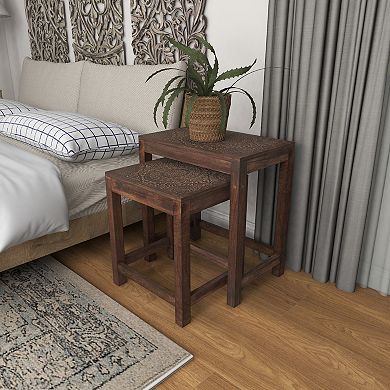 Stella & Eve Mango Wood Handmade Intricately Carved Accent Table