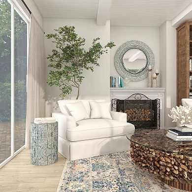 Stella & Eve Mother of Pearl Shell Mosaic Drum Accent Table