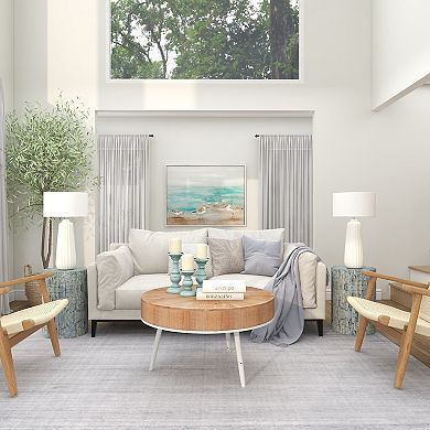 Stella & Eve Mother of Pearl Shell Mosaic Drum Accent Table