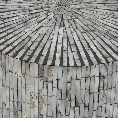 Stella & Eve Mother of Pearl Shell Mosaic Drum Accent Table