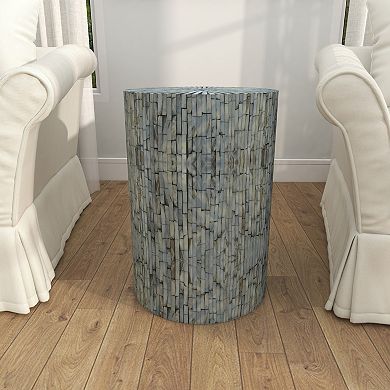 Stella & Eve Mother of Pearl Shell Mosaic Drum Accent Table