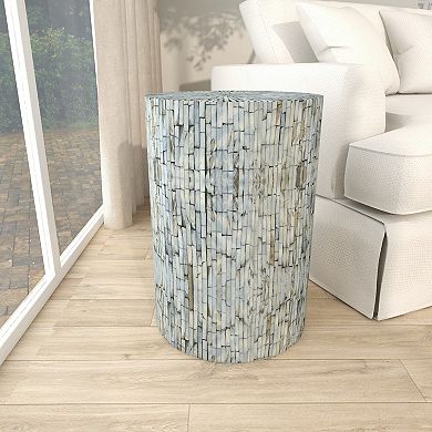 Stella & Eve Mother of Pearl Shell Mosaic Drum Accent Table