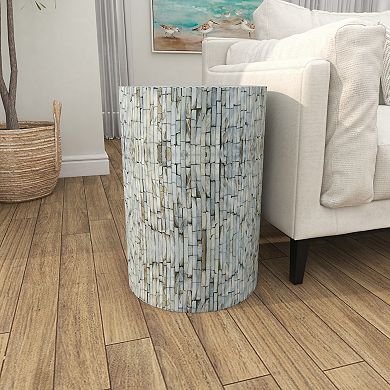 Stella & Eve Mother of Pearl Shell Mosaic Drum Accent Table