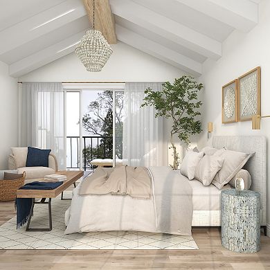 Stella & Eve Mother of Pearl Shell Mosaic Drum Accent Table