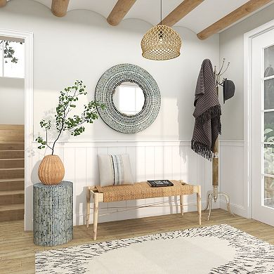 Stella & Eve Mother of Pearl Shell Mosaic Drum Accent Table