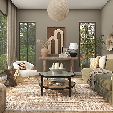 Stella & Eve Rounded Boucle Accent Chair with Angled Wooden Legs