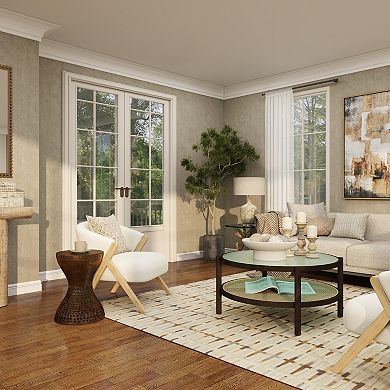 Stella & Eve Rounded Boucle Accent Chair with Angled Wooden Legs