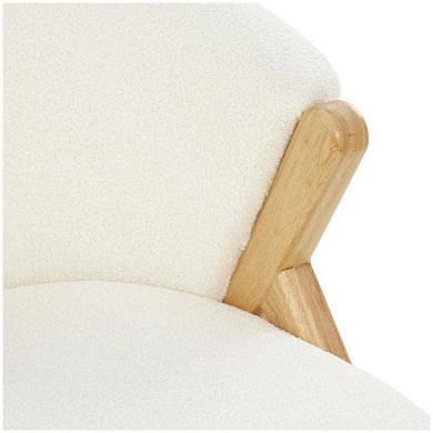 Stella & Eve Rounded Boucle Accent Chair with Angled Wooden Legs