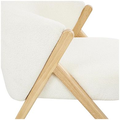 Stella & Eve Rounded Boucle Accent Chair with Angled Wooden Legs