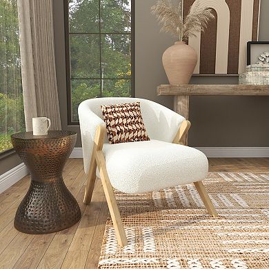 Stella & Eve Rounded Boucle Accent Chair with Angled Wooden Legs