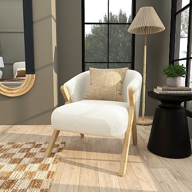 Stella & Eve Rounded Boucle Accent Chair with Angled Wooden Legs