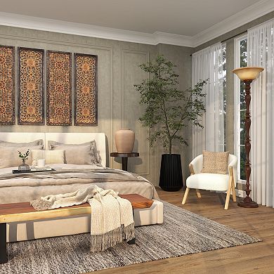 Stella & Eve Rounded Boucle Accent Chair with Angled Wooden Legs