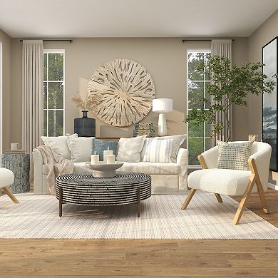 Stella & Eve Rounded Boucle Accent Chair with Angled Wooden Legs