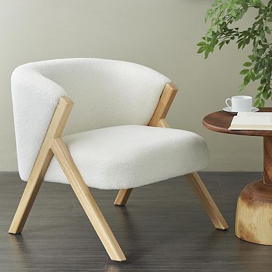 Stella & Eve Rounded Boucle Accent Chair with Angled Wooden Legs
