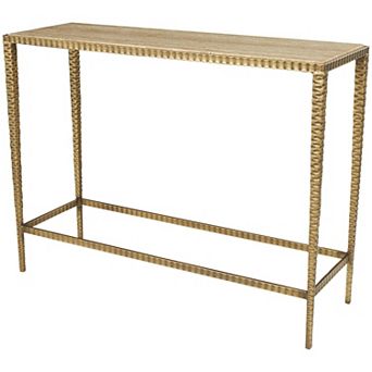 Stella & Eve Slim Rectangular Console Table with Hammered Gold Metal Legs