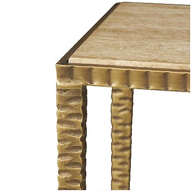 Stella & Eve Slim Rectangular Console Table with Hammered Gold Metal Legs