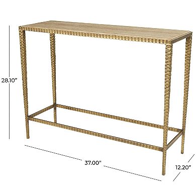 Stella & Eve Slim Rectangular Console Table with Hammered Gold Metal Legs