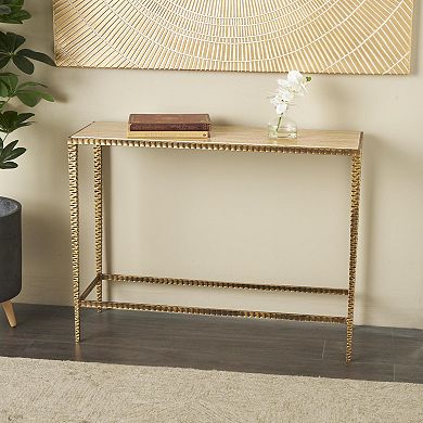 Stella & Eve Slim Rectangular Console Table with Hammered Gold Metal Legs