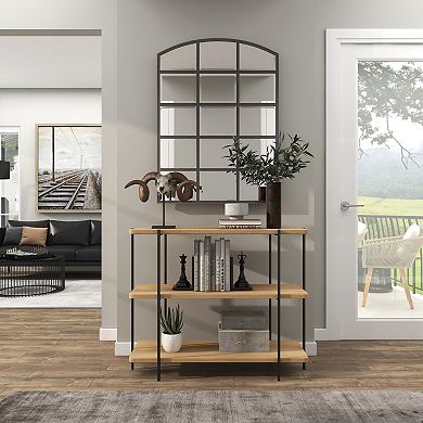 Stella & Eve Wood Rounded Rectangular 2-Shelf Console Table with Slim Metal Legs