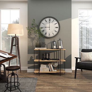 Stella & Eve Wood Rounded Rectangular 2-Shelf Console Table with Slim Metal Legs