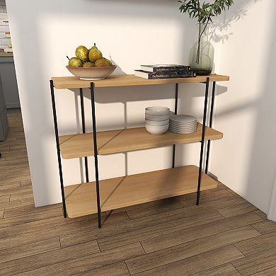 Stella & Eve Wood Rounded Rectangular 2-Shelf Console Table with Slim Metal Legs