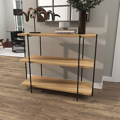 Stella & Eve Wood Rounded Rectangular 2-Shelf Console Table with Slim Metal Legs