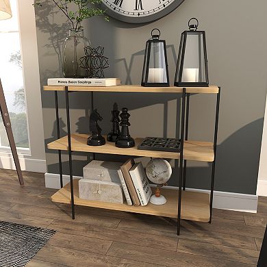 Stella & Eve Wood Rounded Rectangular 2-Shelf Console Table with Slim Metal Legs