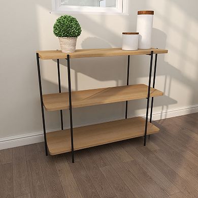 Stella & Eve Wood Rounded Rectangular 2-Shelf Console Table with Slim Metal Legs