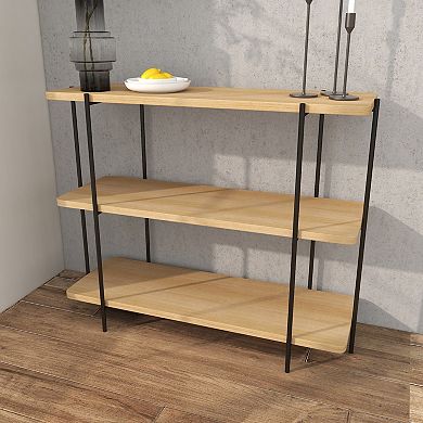 Stella & Eve Wood Rounded Rectangular 2-Shelf Console Table with Slim Metal Legs