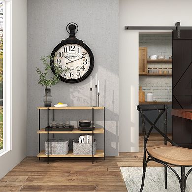 Stella & Eve Wood Rounded Rectangular 2-Shelf Console Table with Slim Metal Legs