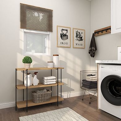 Stella & Eve Wood Rounded Rectangular 2-Shelf Console Table with Slim Metal Legs