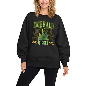 Women's Wicked Emerald City Oversized Fleece Crew Sweatshirt