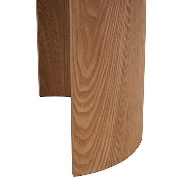 Stella & Eve Wood Curved Crescent Console Table with Oval Marble Top