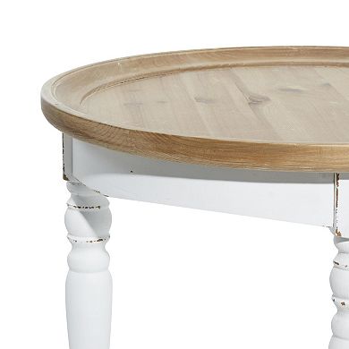 Stella & Eve Wood Side End Accent Table with Round Top and Decorative Legs