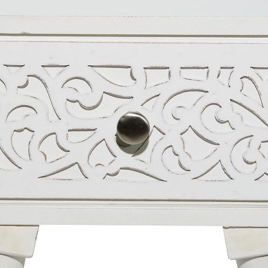 Stella & Eve Intricately Carved Single Drawer Accent Table