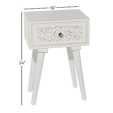 Stella & Eve Intricately Carved Single Drawer Accent Table