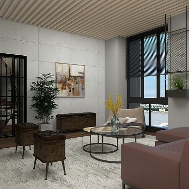 Stella & Eve Metal 3-pc. Weathered Storage Bench with Tufted Faux Leather Top