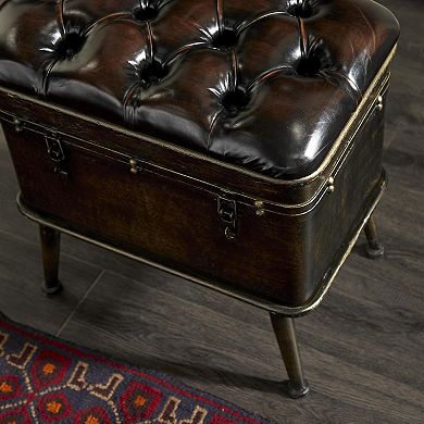 Stella & Eve Metal 3-pc. Weathered Storage Bench with Tufted Faux Leather Top