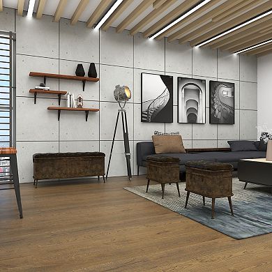 Stella & Eve Metal 3-pc. Weathered Storage Bench with Tufted Faux Leather Top