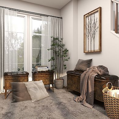 Stella & Eve Metal 3-pc. Weathered Storage Bench with Tufted Faux Leather Top