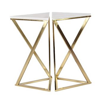 Stella & Eve 2 pc Metal Accent Table with Marble Top Set